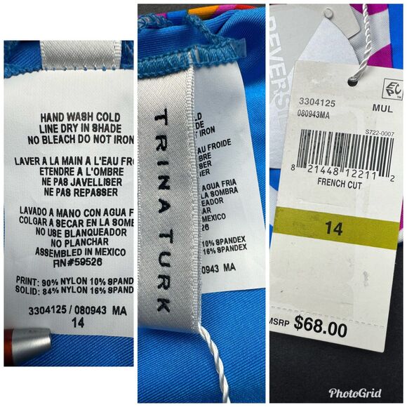 Trina Turk Rio Reversible French Cut Bikini Bottom Women's Size 14 - Picture 6 of 13